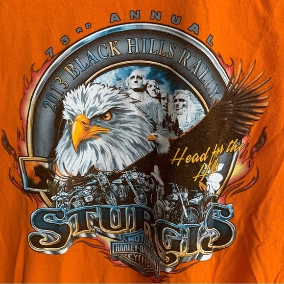 2013 Badlands Harley Davidson Sturgis Wall South Dakota Tee Shirt Orange Size XL - Picture 5 of 8